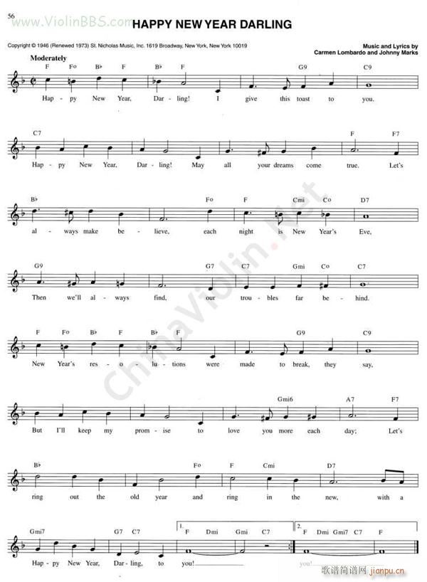 76 HAPPY NEW YEAR DARLIND简谱
