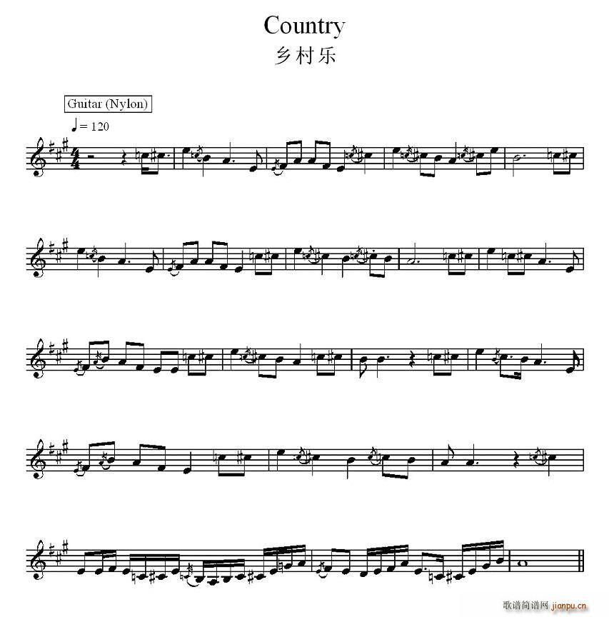 乡村乐简谱
