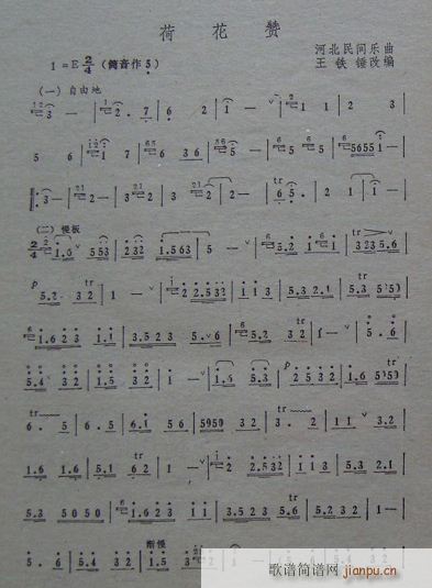 荷花赞（民间乐曲 王铁锤改编）简谱