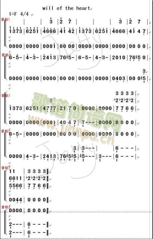 Will of the heart简谱