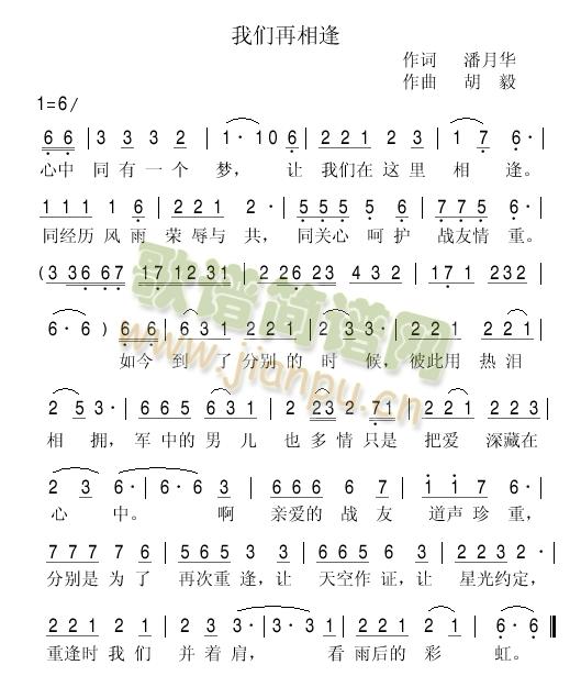 《战友珍重》简谱