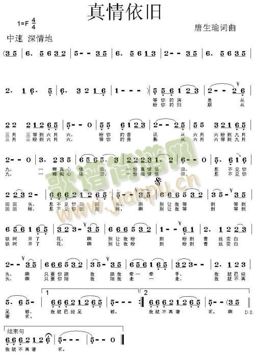 真情依旧简谱