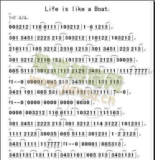 Life is like a Boat简谱