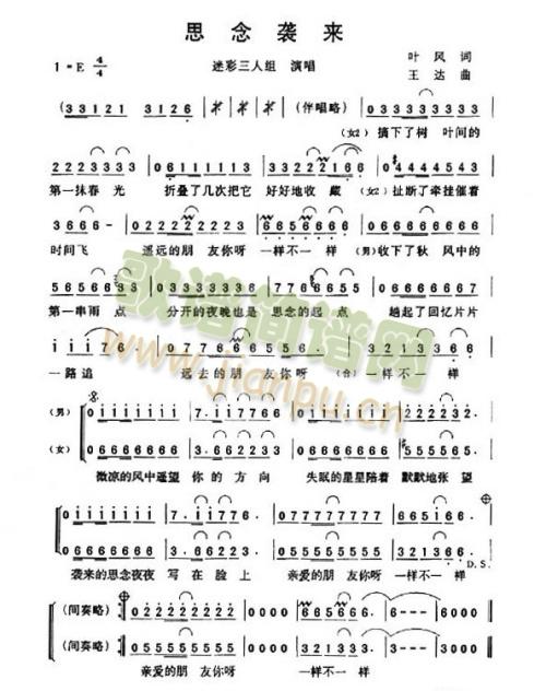思念袭来简谱