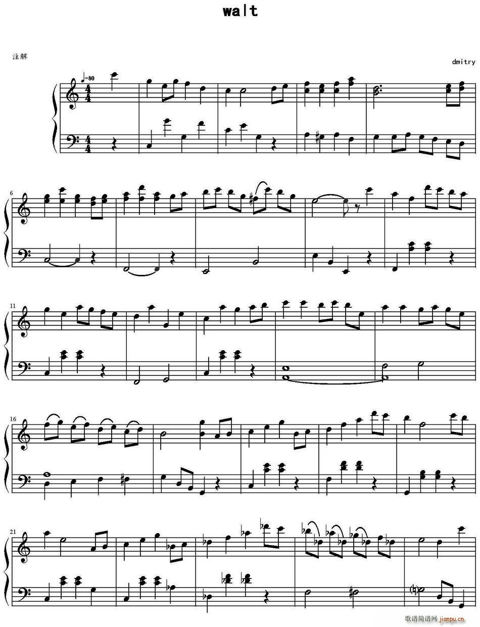 walt简谱
