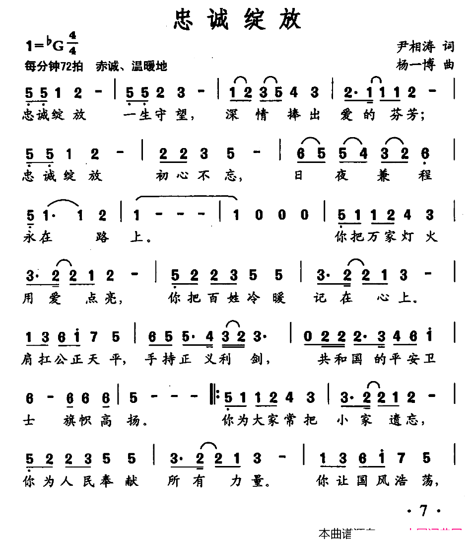 忠诚绽放简谱