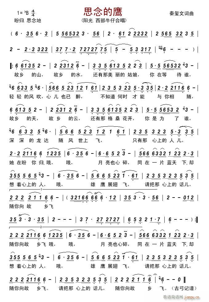 思念的鹰简谱