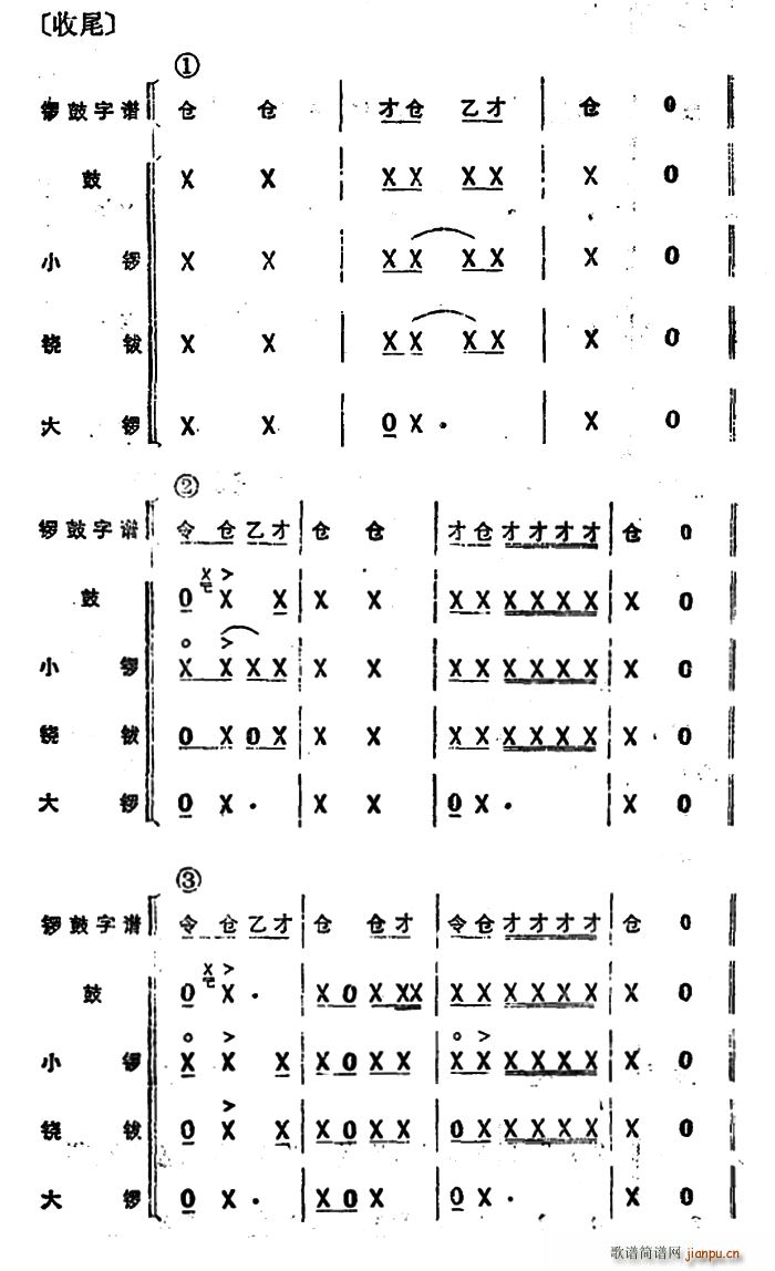 锣 收尾简谱