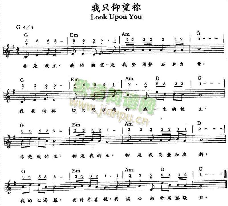 我只仰望你简谱