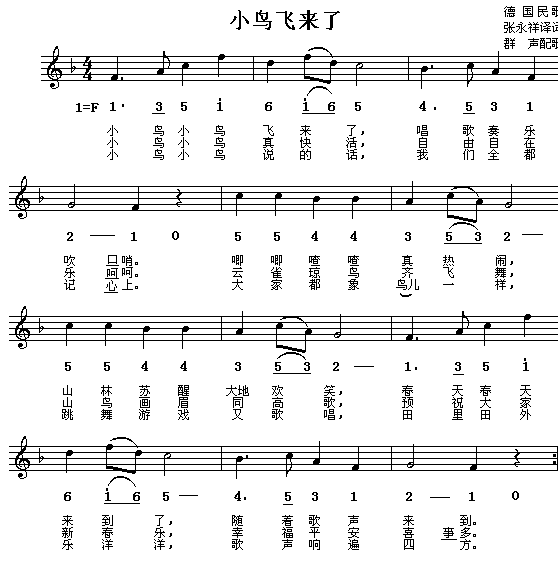 小鸟回来了（德）简谱