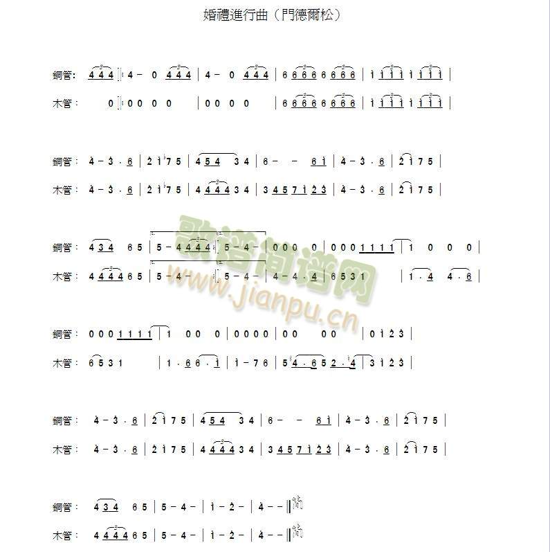 婚礼进行曲（门）简谱