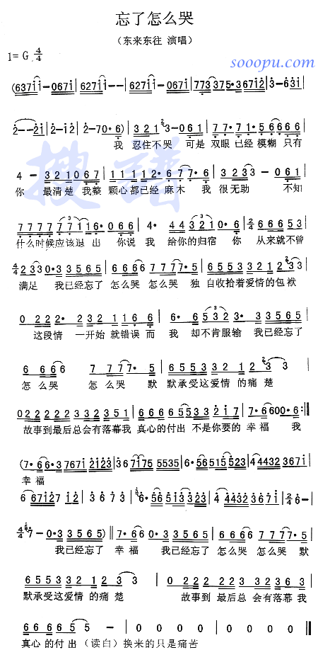 忘了怎么哭简谱