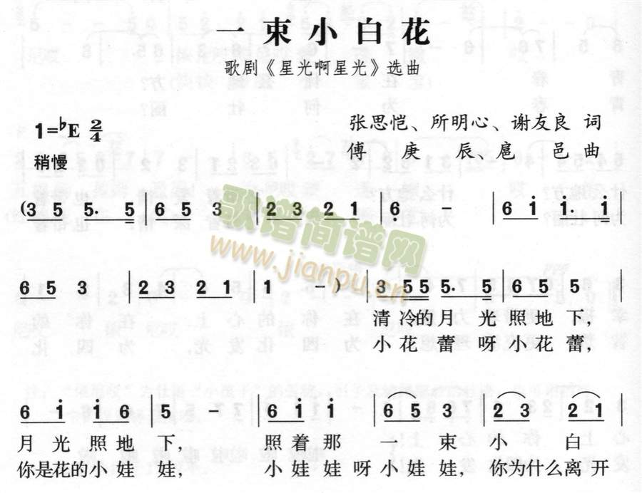 一束小白花简谱