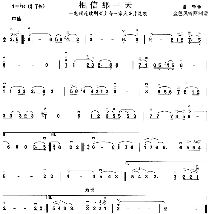 相信那一天(《上海一家人》片尾歌)简谱