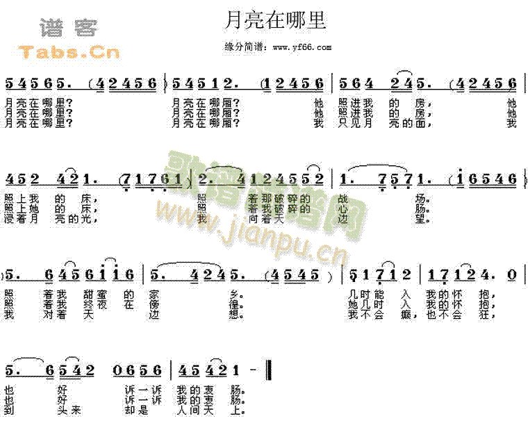 月光在哪里简谱