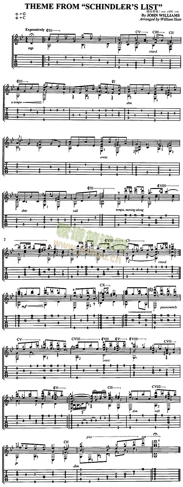 辛德勒名单简谱