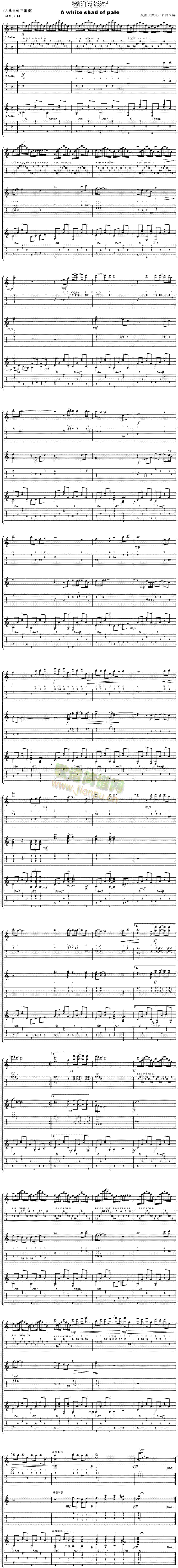 苍白的影子(独奏曲)简谱