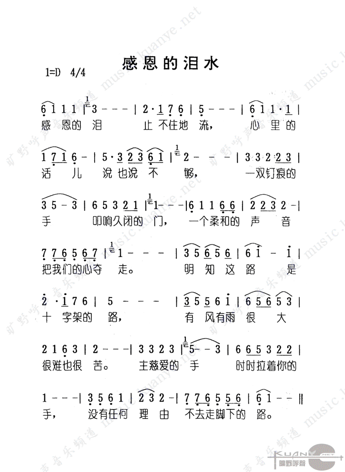 感恩的泪 合简谱