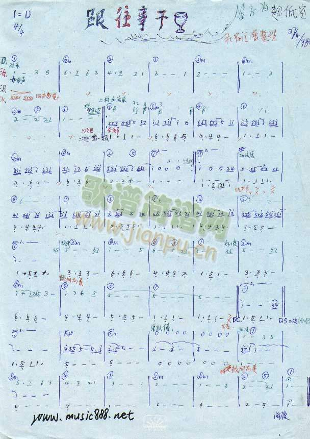 跟往事干杯（乐队乐谱）[手稿]简谱