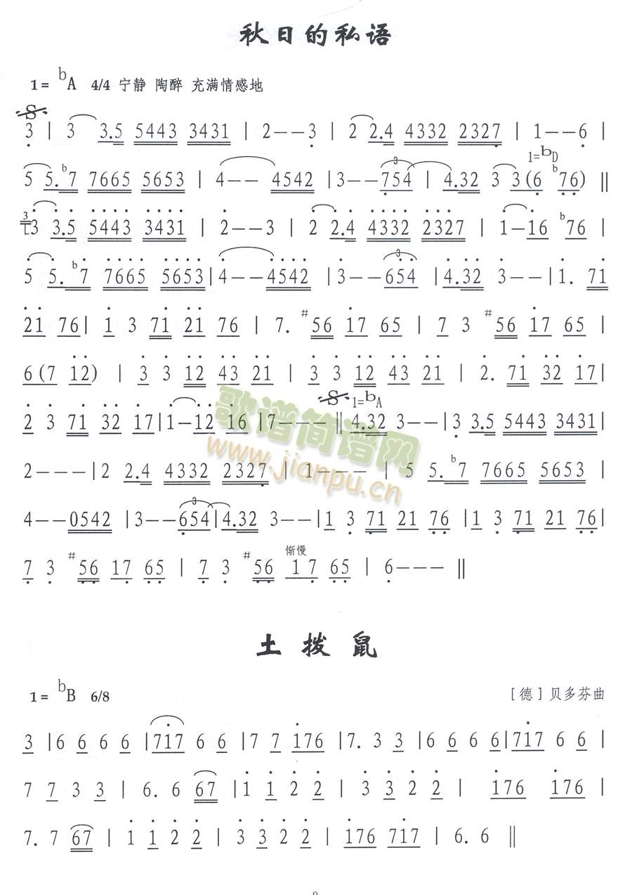 秋日的私语简谱