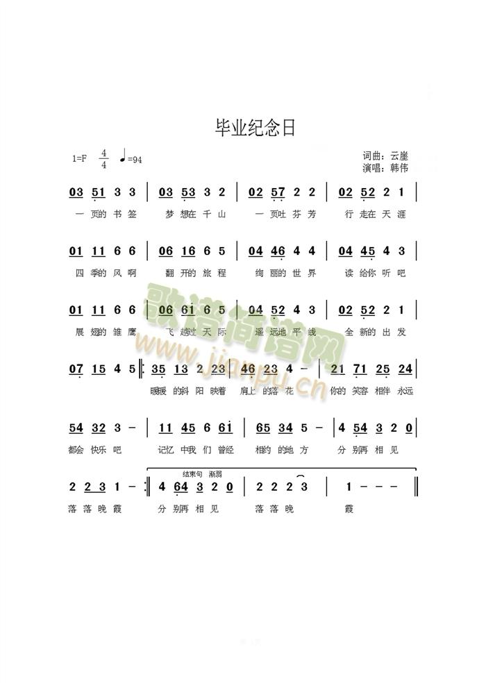 毕业纪念日简谱