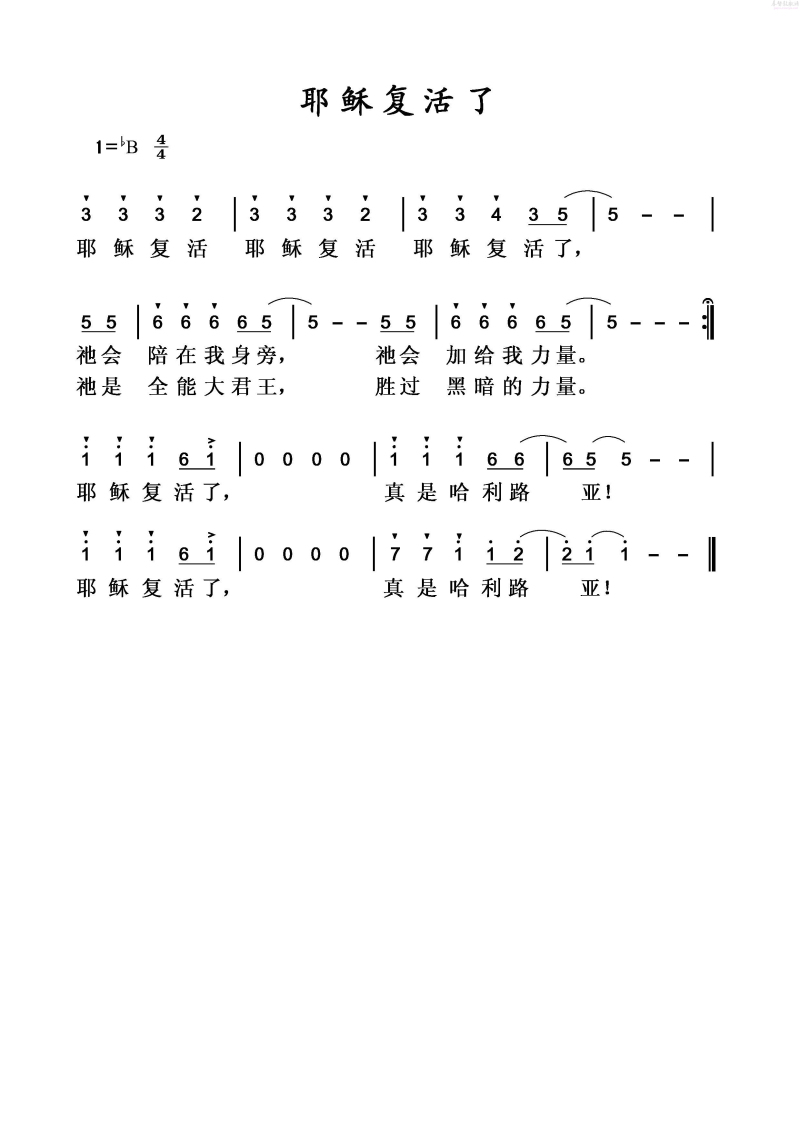 耶稣复活了简谱