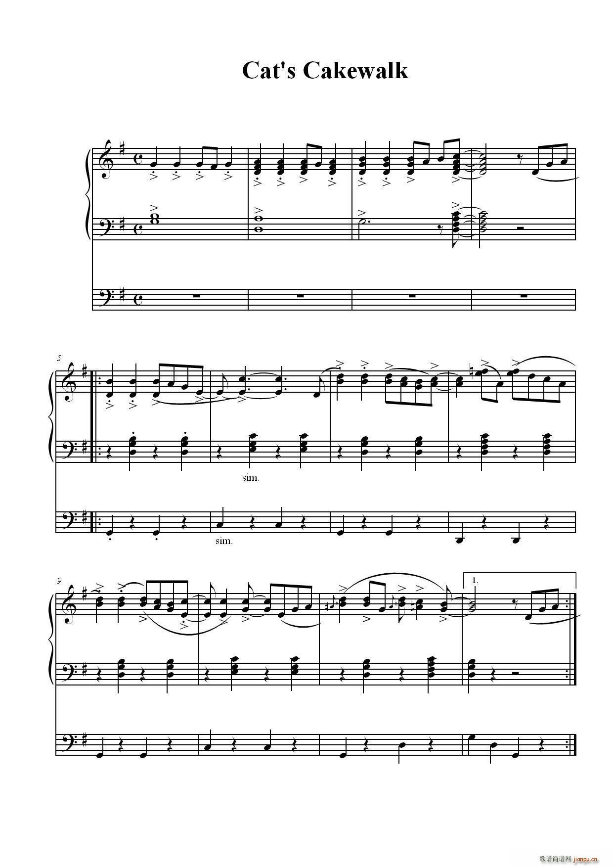 猫之步态舞简谱