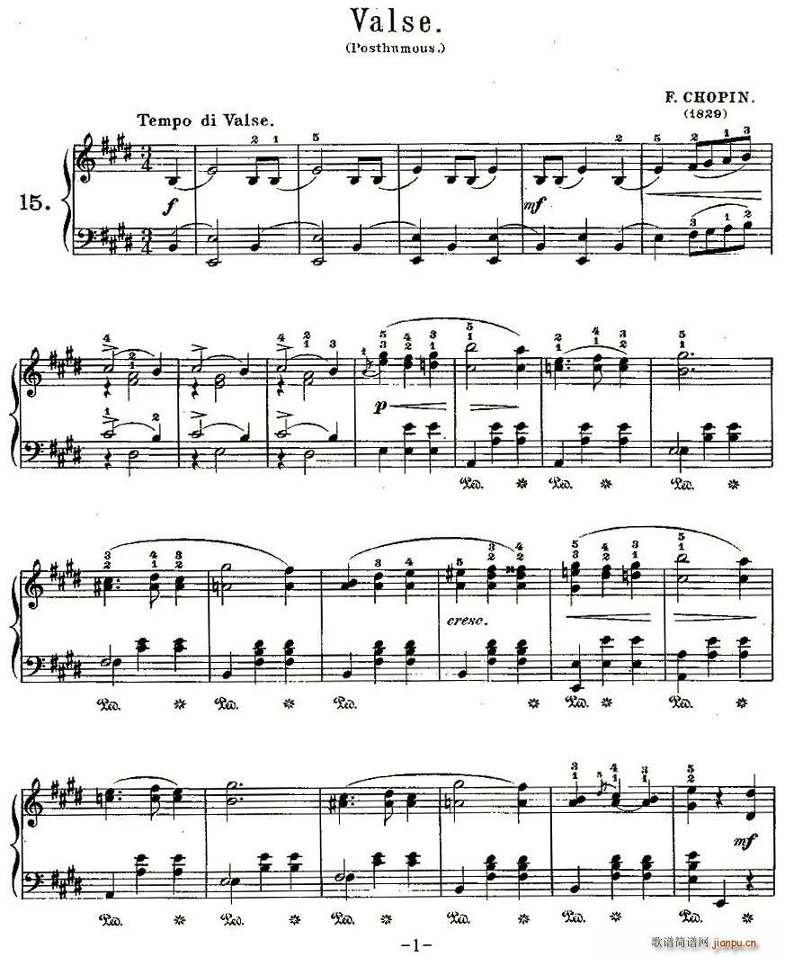 valse（第15首）简谱