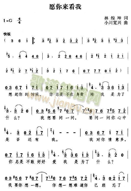 愿你来看我简谱