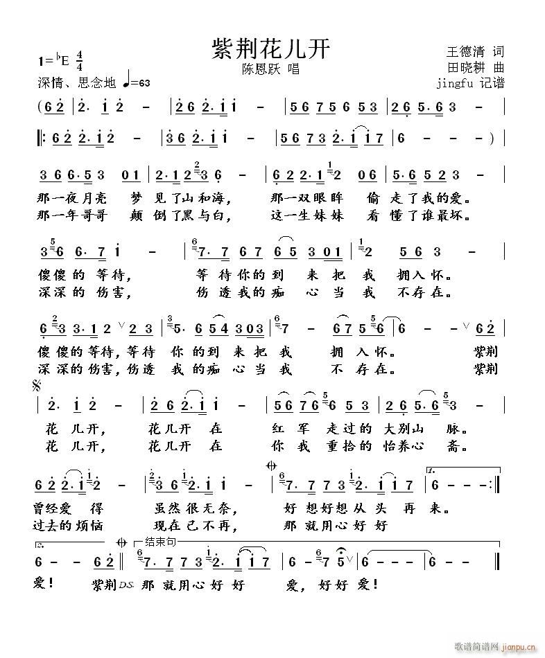 紫荆花儿开简谱