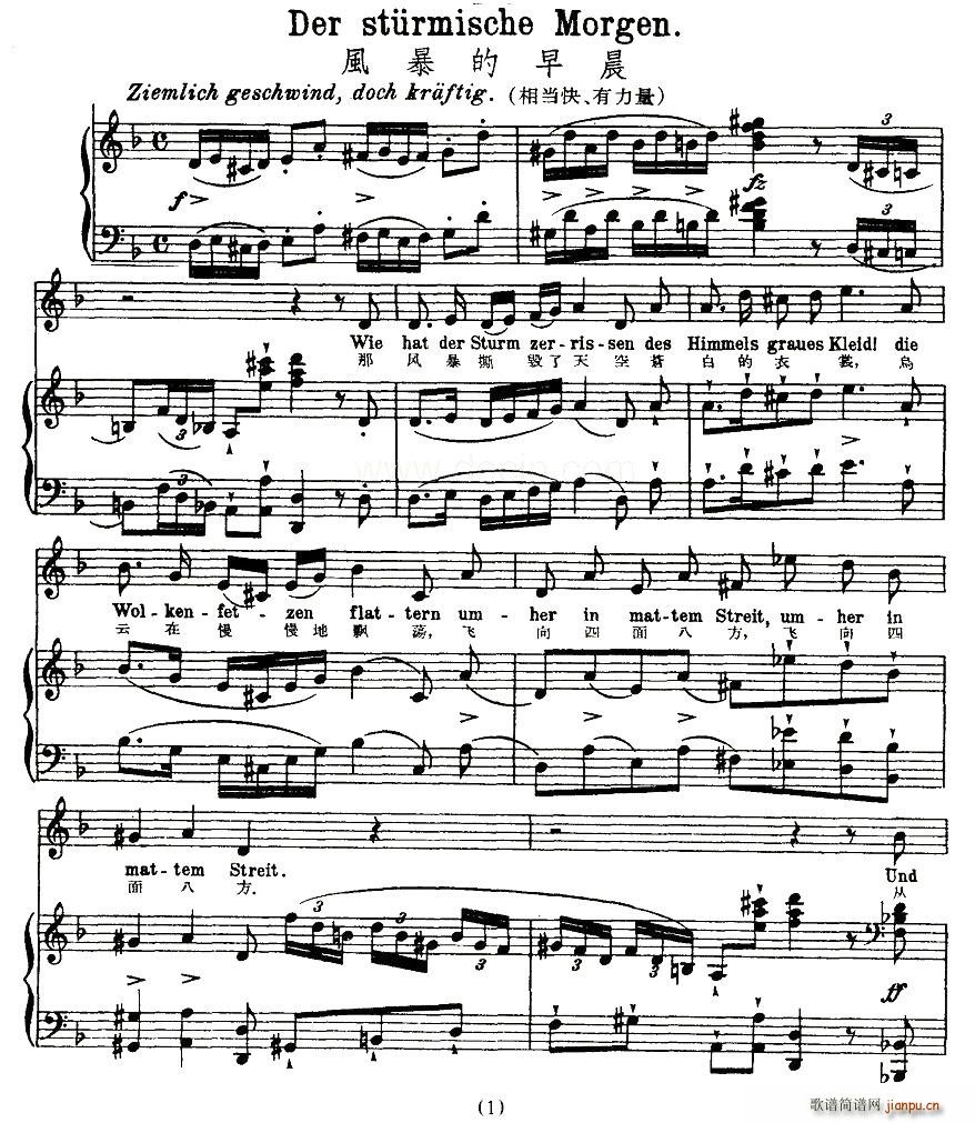 风暴的早晨（中外文对照版、正谱 [奥]）简谱