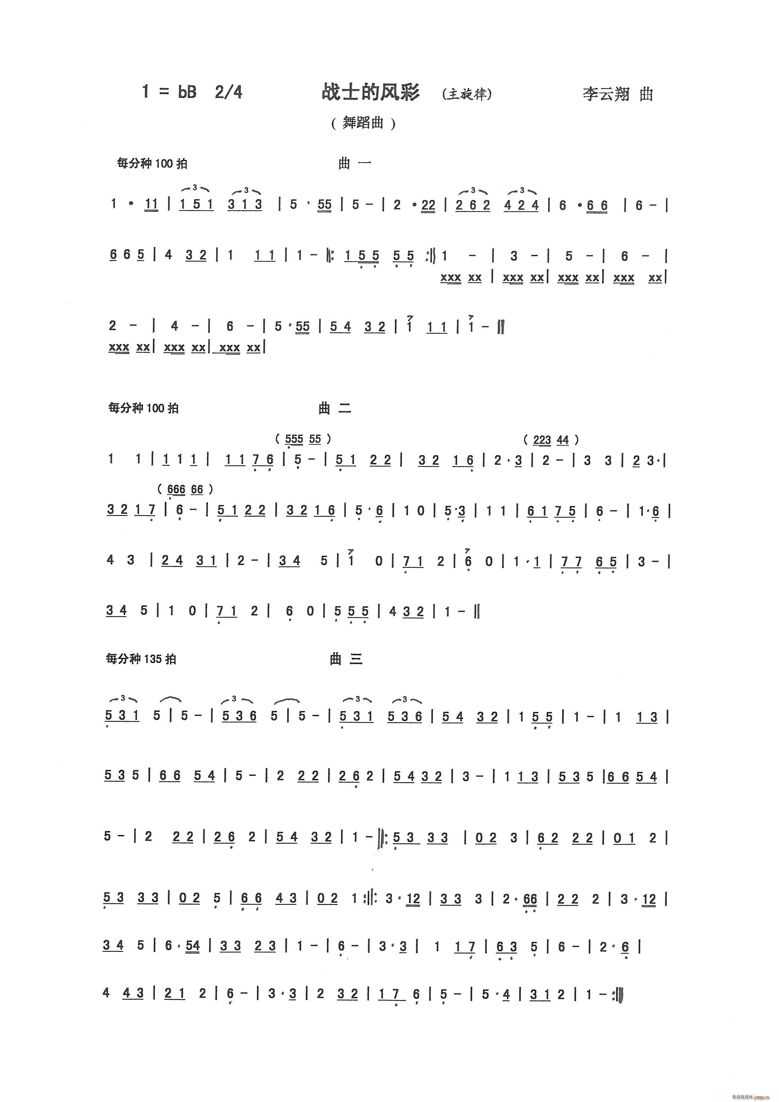 战士的风采（ 曲）简谱