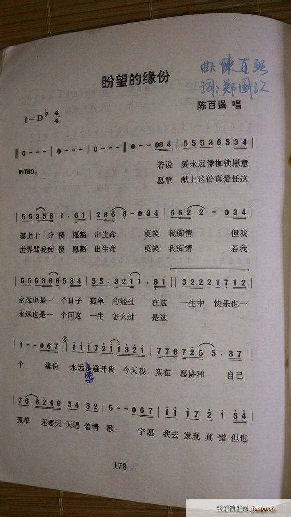 盼望的缘份简谱