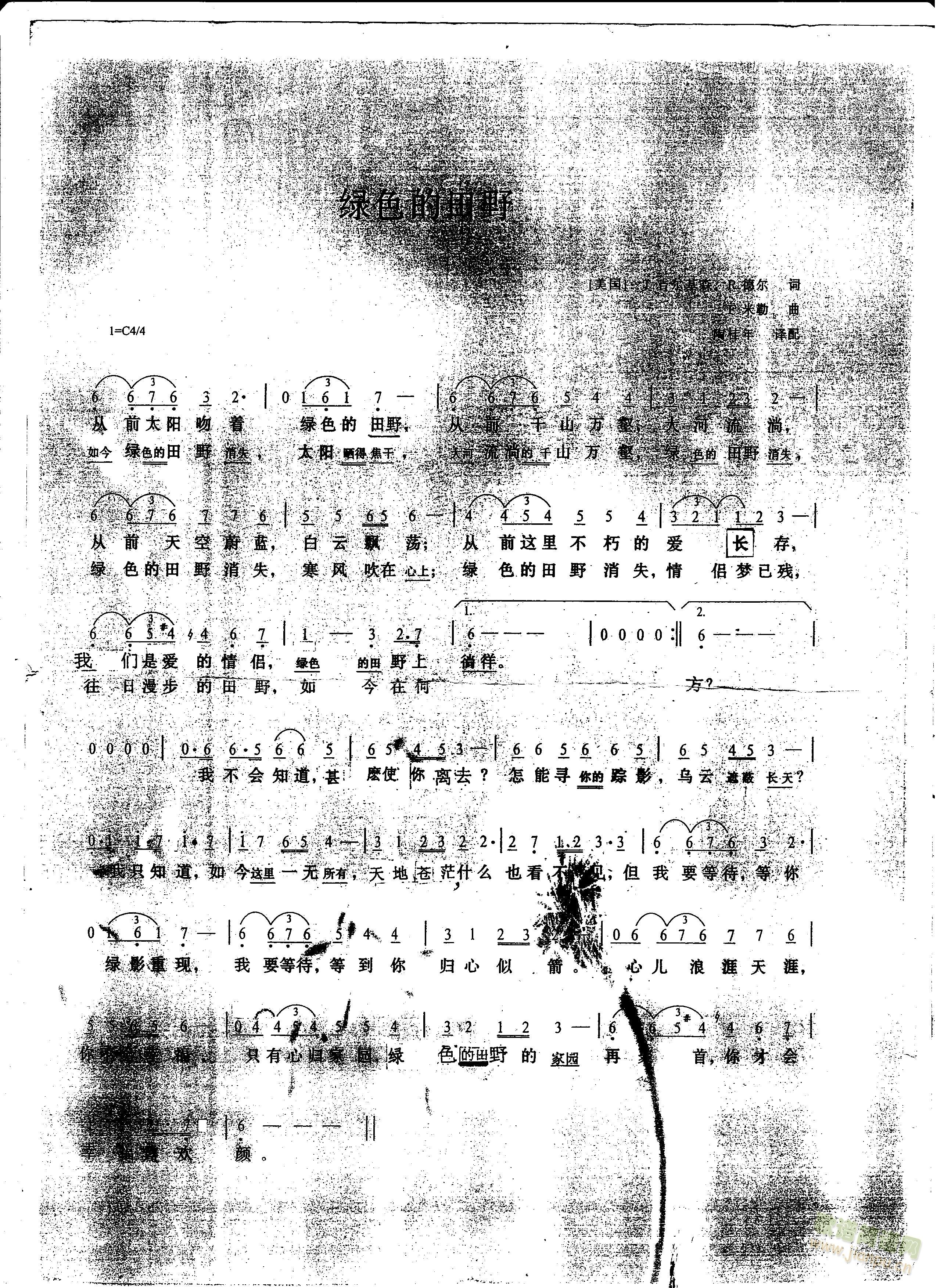 绿色的田野简谱