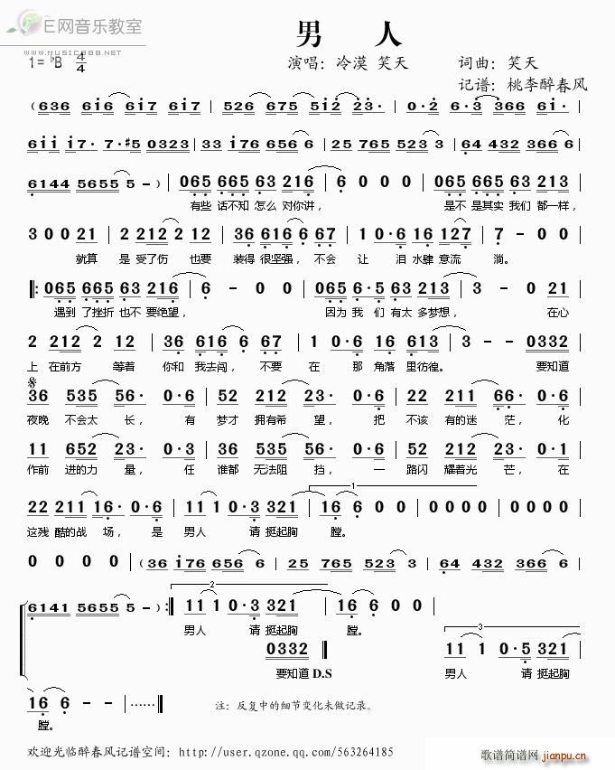 男人—— 笑天简谱