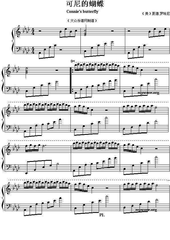 (美)夏德.罗哈尼:可尼的蝴蝶简谱