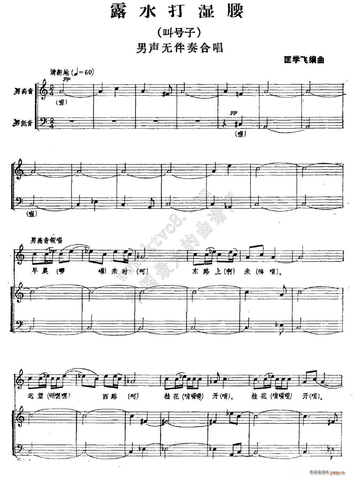 露水打湿腰简谱