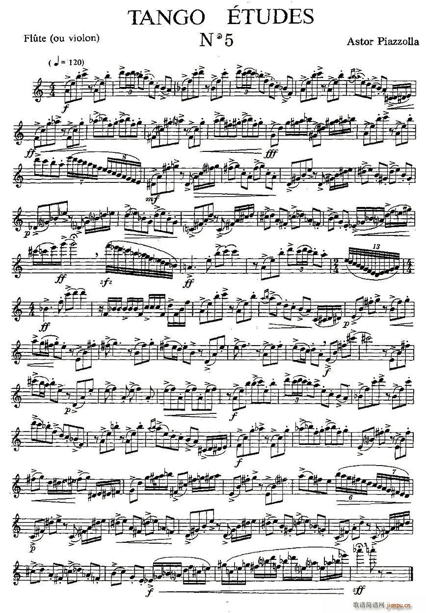 Tango Etudes 之五简谱