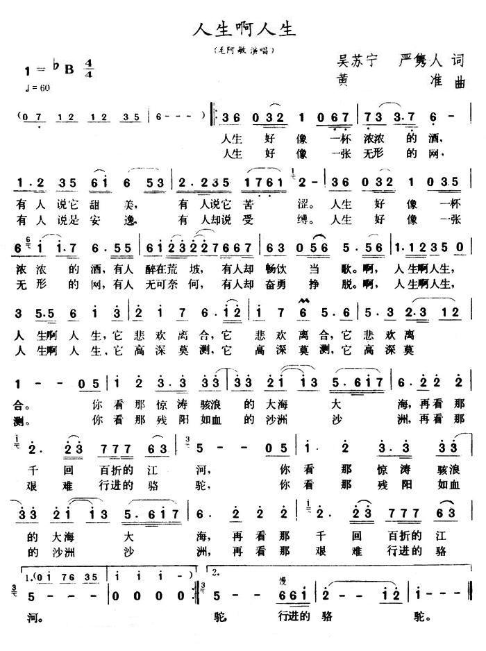 人生啊人生简谱