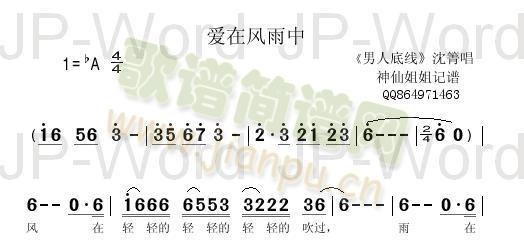 爱在风雨中《男人底线》简谱