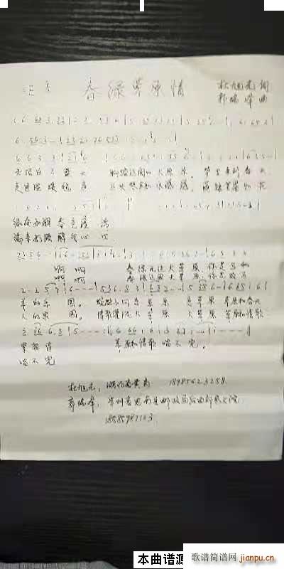 春绿草原情简谱