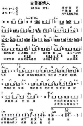 吉普赛情人简谱