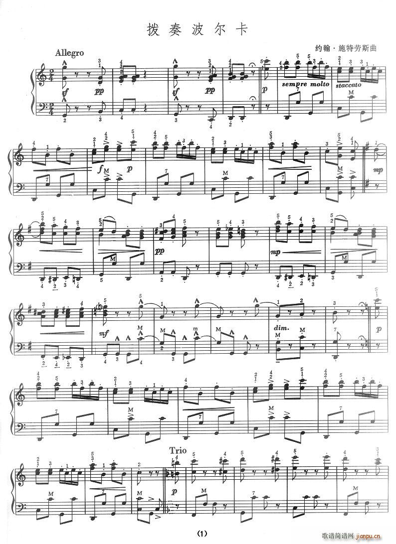 拨奏波尔卡简谱