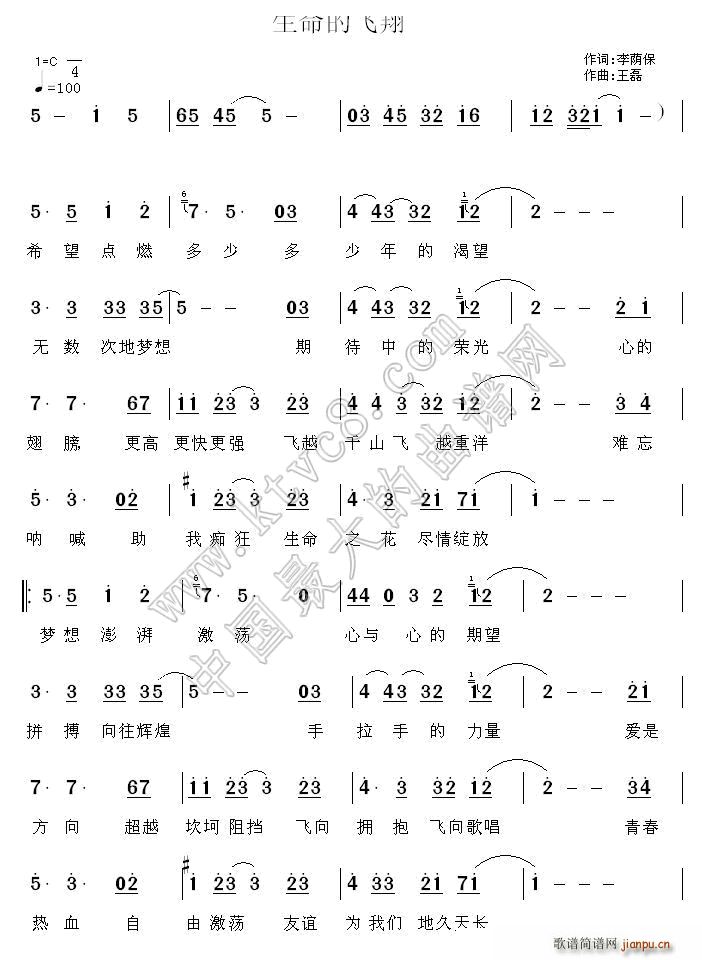 生命的飞翔简谱