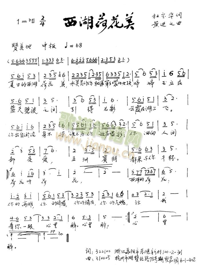 西湖荷花美简谱