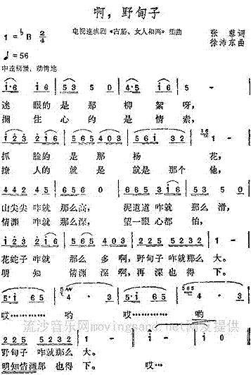 啊，野甸子(电视剧《古船·女人和网》插曲)简谱