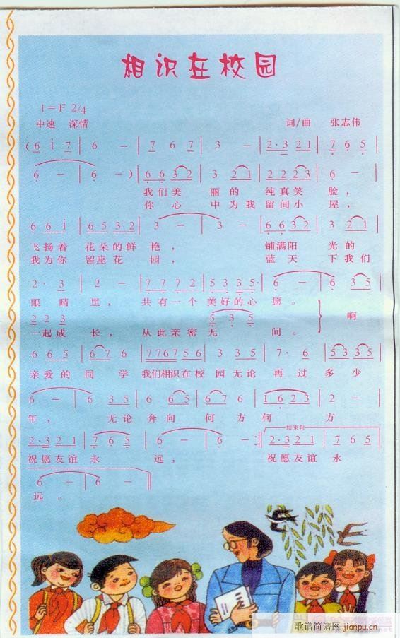 张志伟《相识在校园》简谱