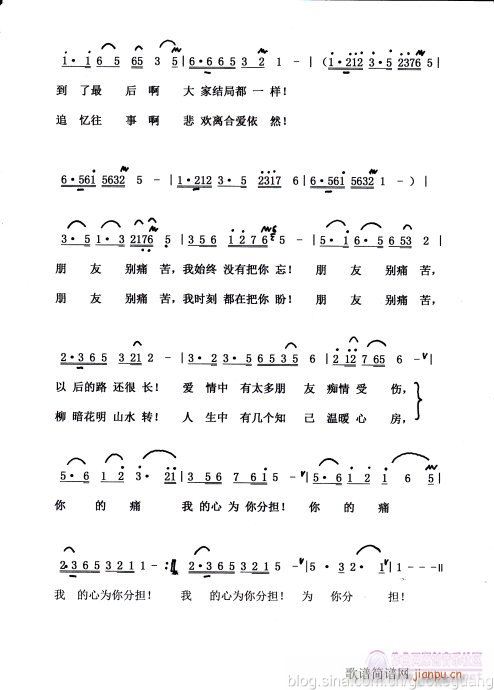 歌词：《朋友别痛苦》简谱