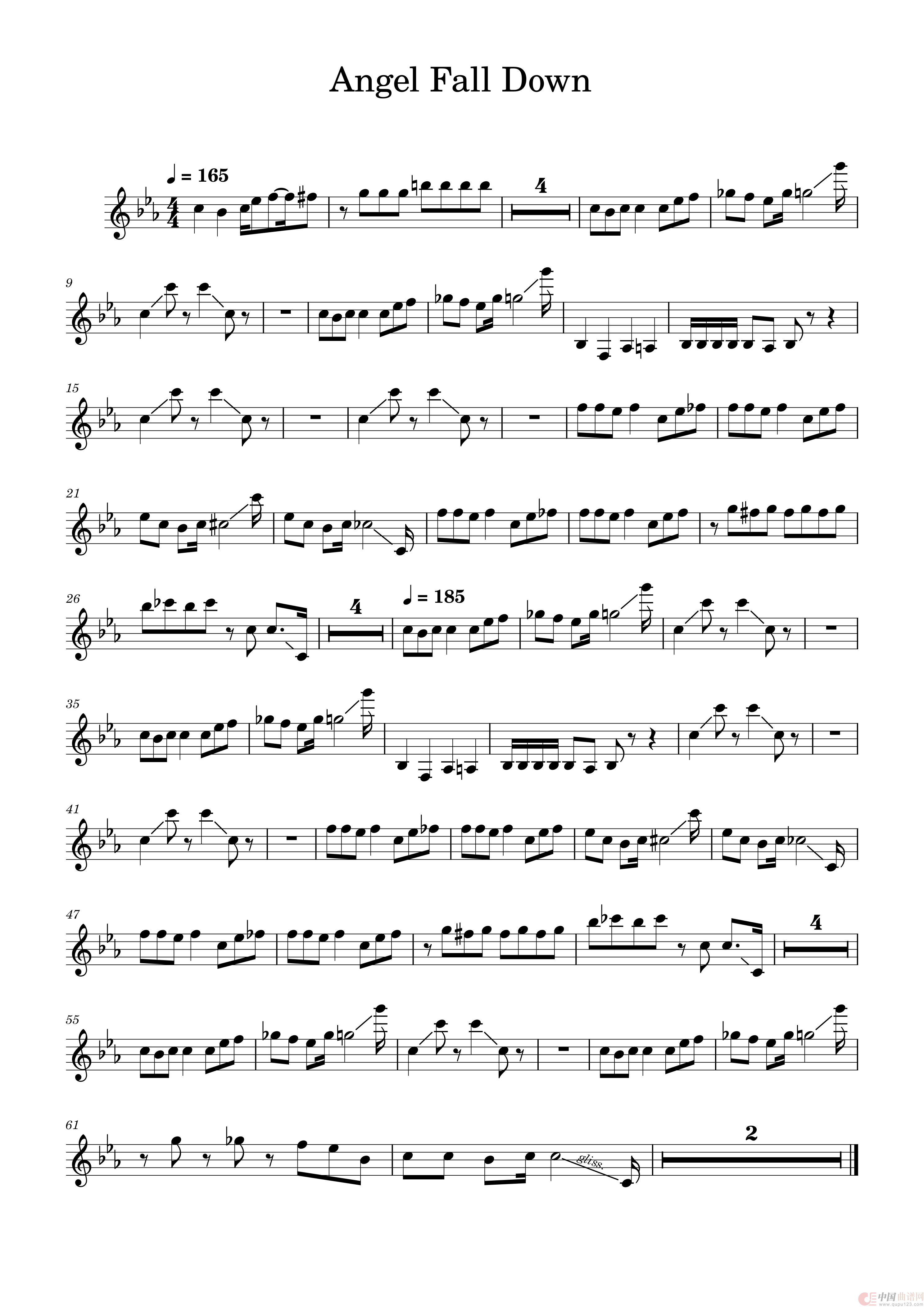 Angel Fall Down（主播女孩重度依赖Bgm）简谱