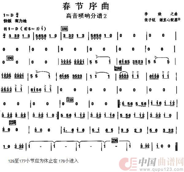 12春节序曲之高音唢呐分谱2简谱
